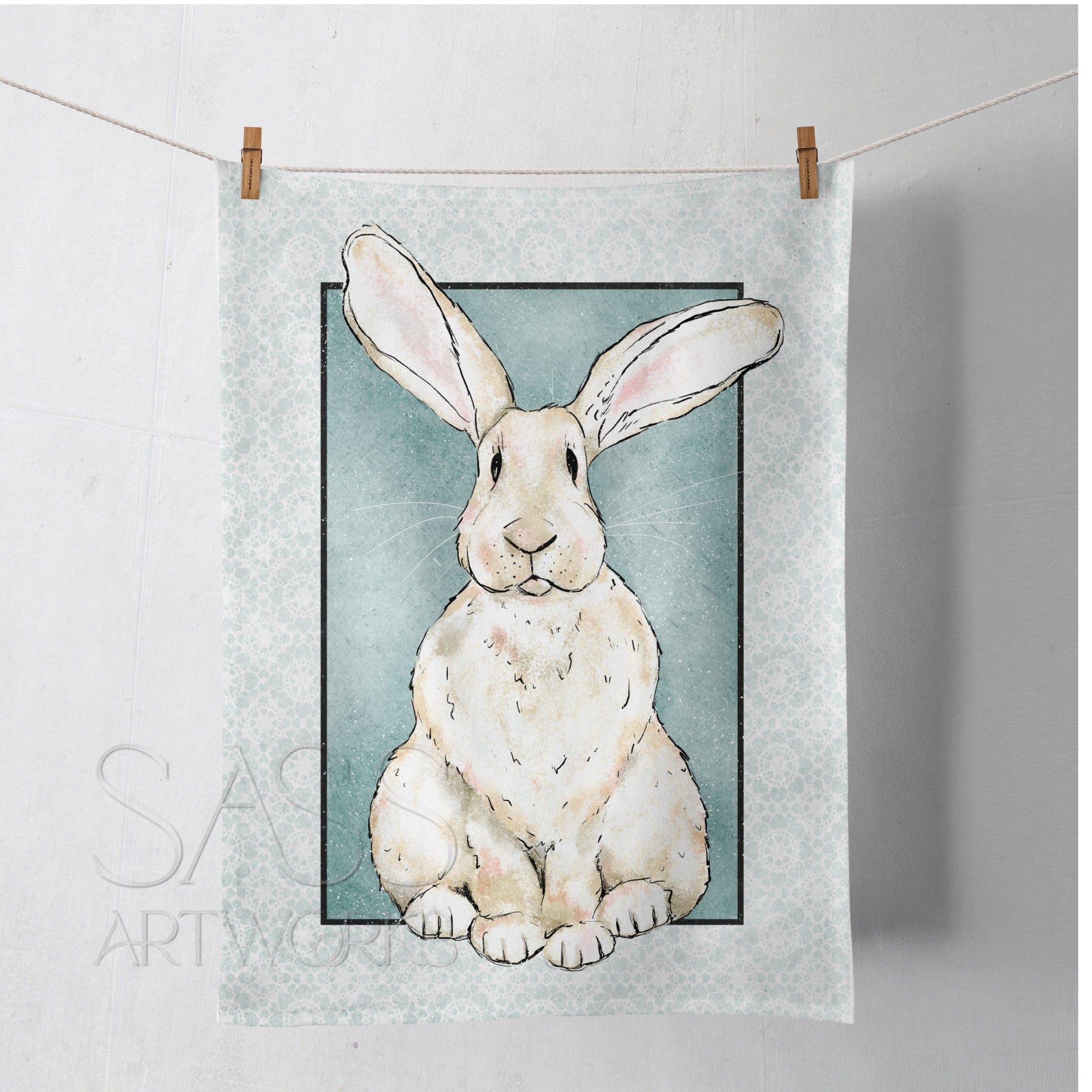 Winston the Bunny Tea Towel