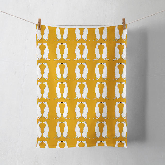 Mustard Smoochies Tea Towel