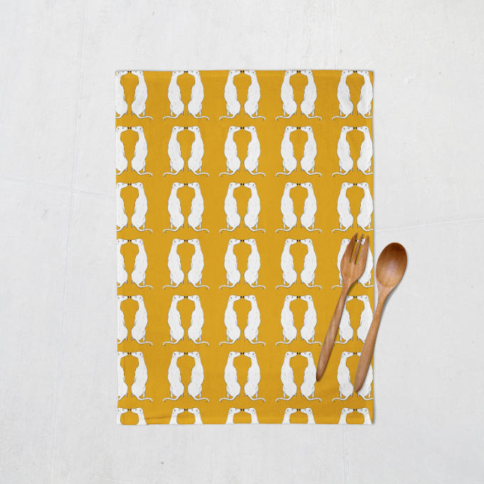 Mustard Smoochies Tea Towel