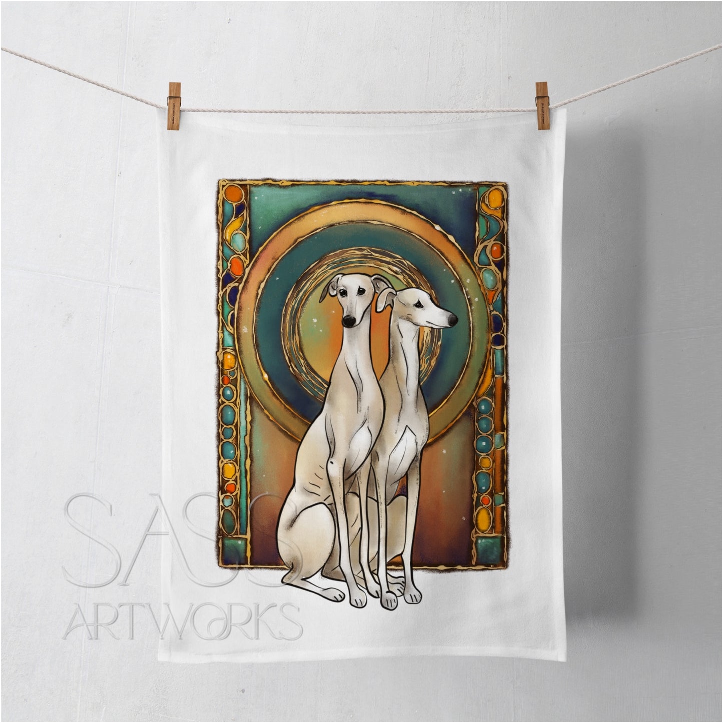 Copper and Gem Tea Towel