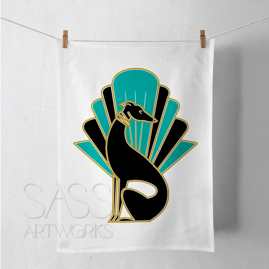 Deco Hound Tea Towel