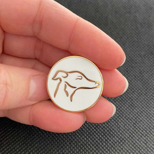 Regal Hound Enamel Pins - White