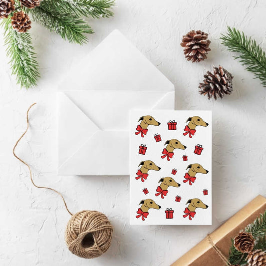 Bow Hound Christmas Greeting Cards and Wrap