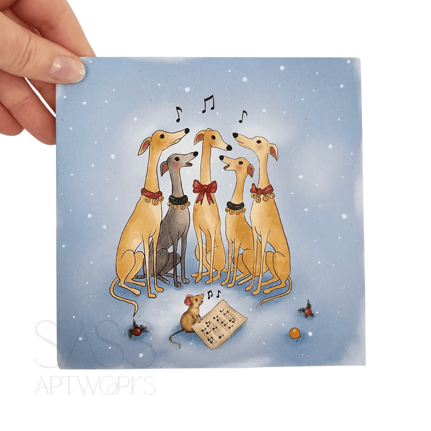 Hark the Herald Hounds Square Christmas Card
