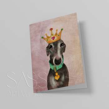queen flora a6 greeting card Greyhound Pup