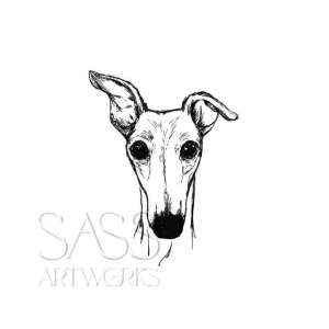 All Ears Glass Etch Whippet or Greyhound