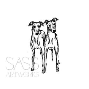 Double Trouble Glass Etch Whippet Dogs