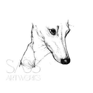 Picasso Glass Etch Whippet Dog